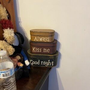 Rustic Wooden Stacked Boxes - Always, Kiss Me, Good Night